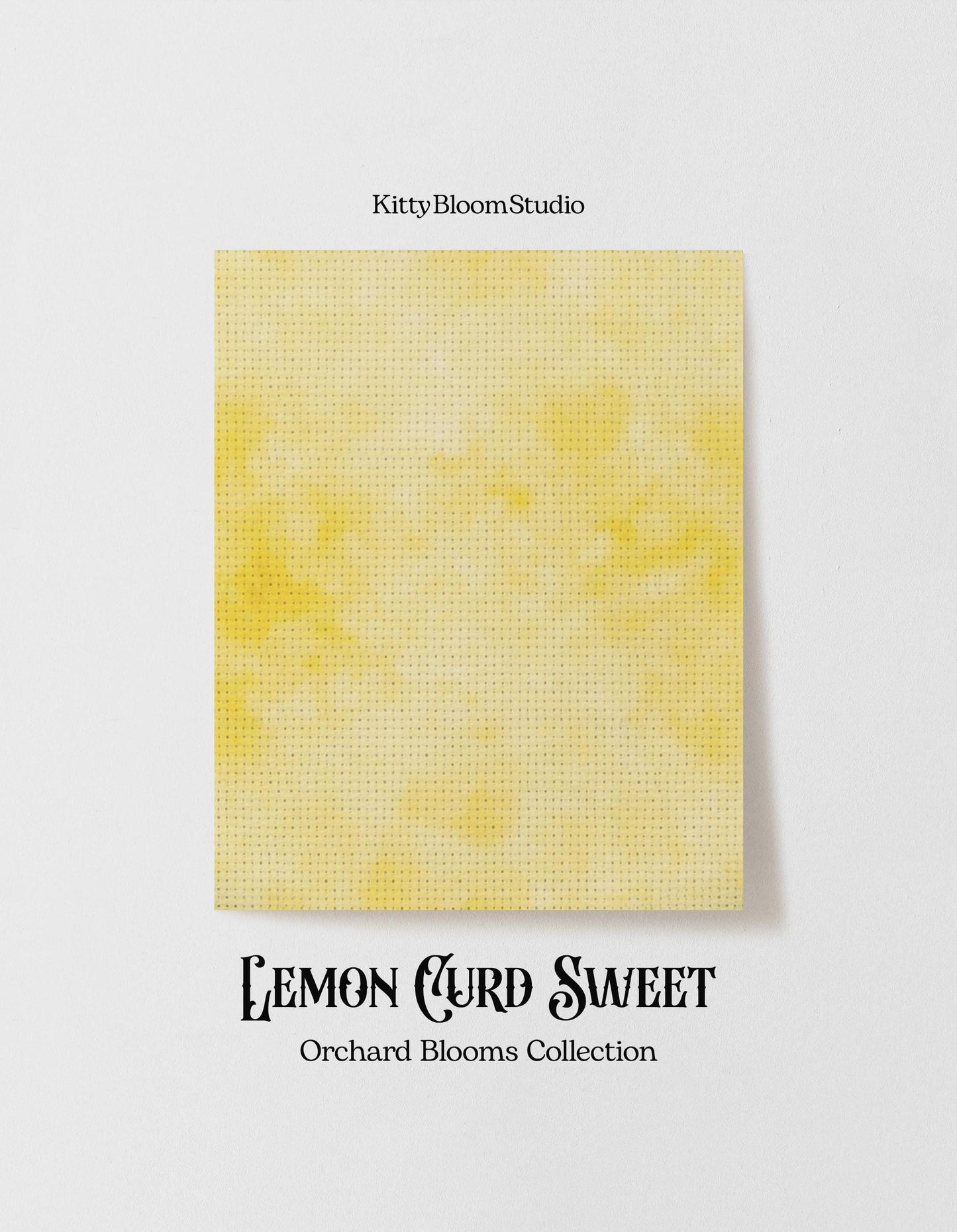 Soft  Yellow Lemon Curd Jam Tie Dye printed Cross Stitch Fabric | Orchard Blooms Collection | Soft Zesty Yellow printed Cross Stitch Aida
