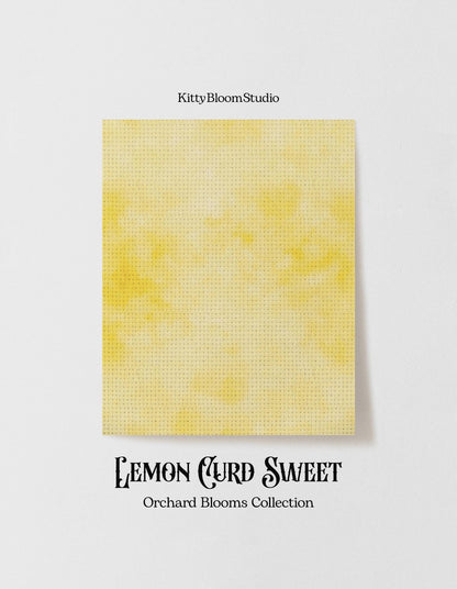 Soft  Yellow Lemon Curd Jam Tie Dye printed Cross Stitch Fabric | Orchard Blooms Collection | Soft Zesty Yellow printed Cross Stitch Aida