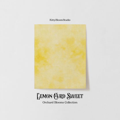 Medium Yellow colour Lemon Curd Jam Tie Dye printed Cross Stitch Fabric | Orchard Blooms Collection | Soft Zesty Yellow printed Aida