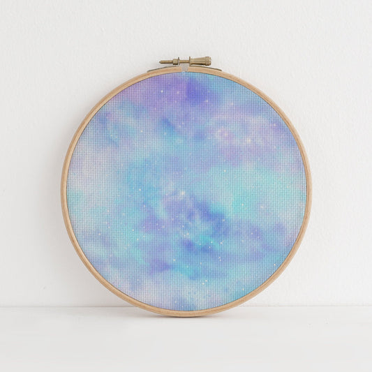 N*2 Enchanted Sky (16" x11”) Pastel Blue & Lavender Printed Cross Stitch Fabric, 14/16/18 Count Aida