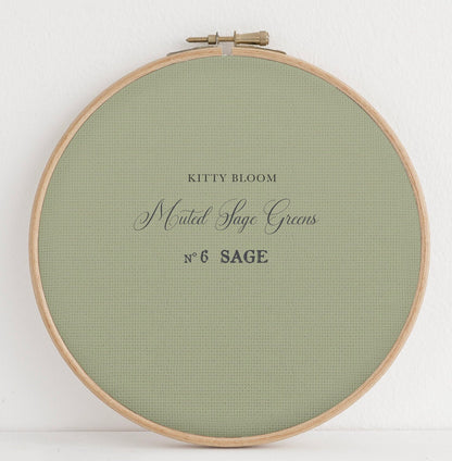 Muted Blooms Sage Green Collection.  Printed Cross Stitch Fabric Greens Collection (16" x11”)  14/16/18 Count Aida