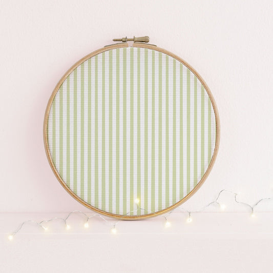Green Candy Stripes printed cross stitch fabric - 14, 16 & 18 count Aida available. Embroidery fabric -  green  pastel repeat pattern.