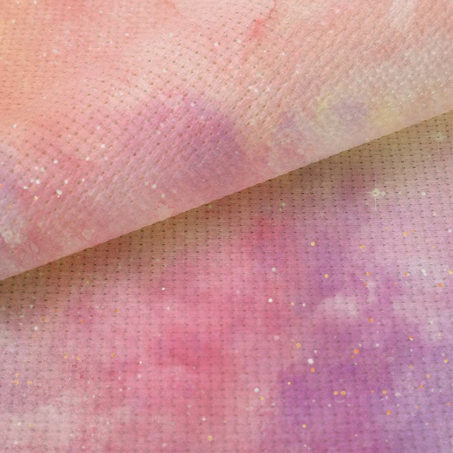 Peach Ametrine Odyssey(16" x11”) GalaxyCross Stitch Fabric, Space Pattern Print,Night Sky, Dyed Effect Aida, Stars, Universe 14/16/18 Count