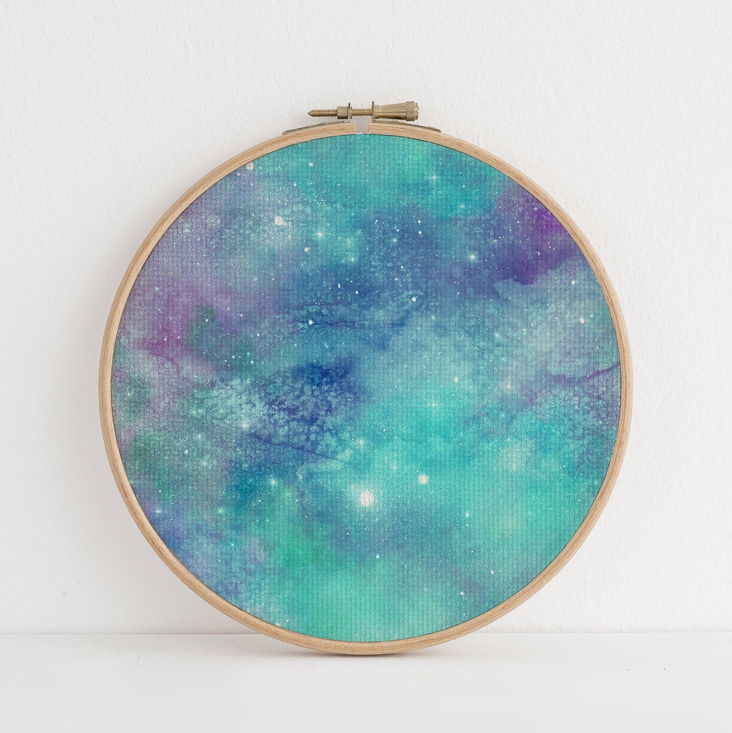 Starry Green Space Odyssey  (16" x11”) Galaxy Cross Stitch Fabric, Space Print,Night Sky, Dyed Effect Aida, Stars, Universe 14/16/18 Count
