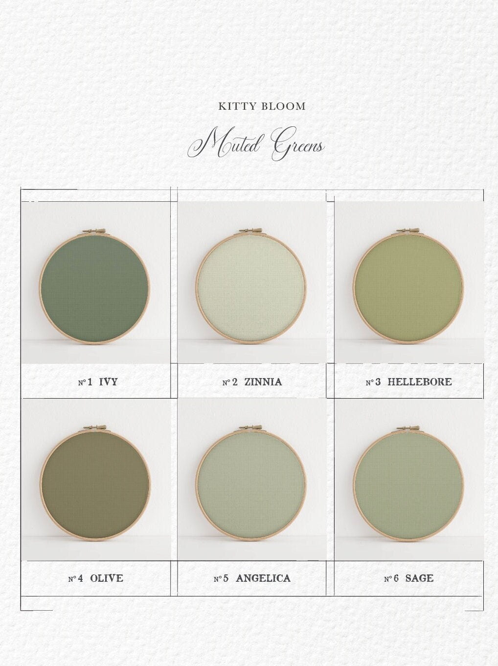 Muted Blooms Sage Green Collection.  Printed Cross Stitch Fabric Greens Collection (16" x11”)  14/16/18 Count Aida