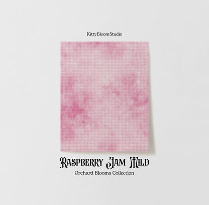Pastel Pink Tie Dye Patterned Aida | Raspberry Jam inspired Orchard Blooms Collection | printed Cross Stitch Fabric