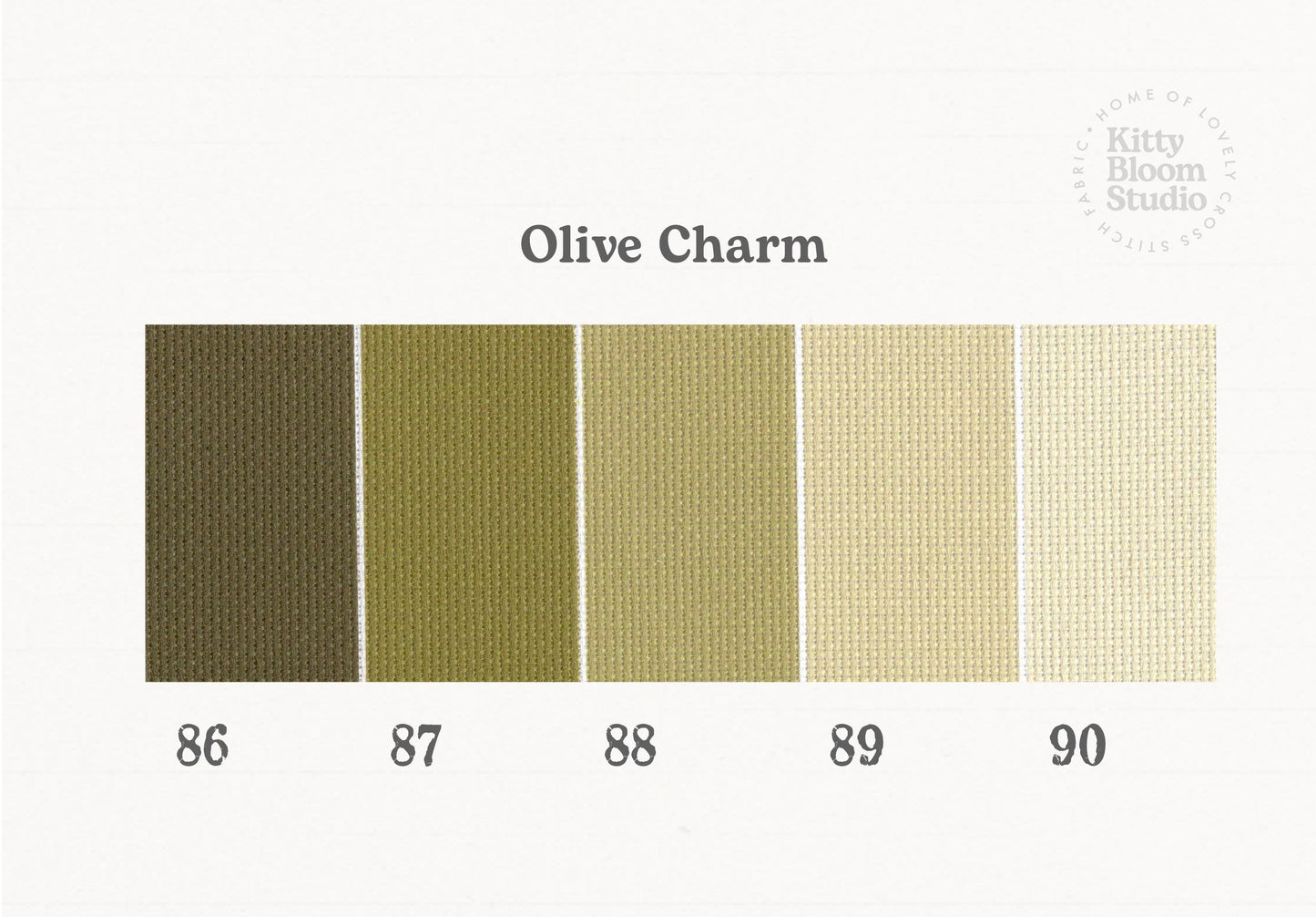 Olive Charm Aida. available in 5 pretty shades of  greens. Beautiful Cross Stitch Fabric, Flat colour, 14/16/18 Count