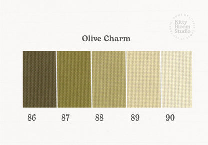 Olive Charm Aida. available in 5 pretty shades of  greens. Beautiful Cross Stitch Fabric, Flat colour, 14/16/18 Count