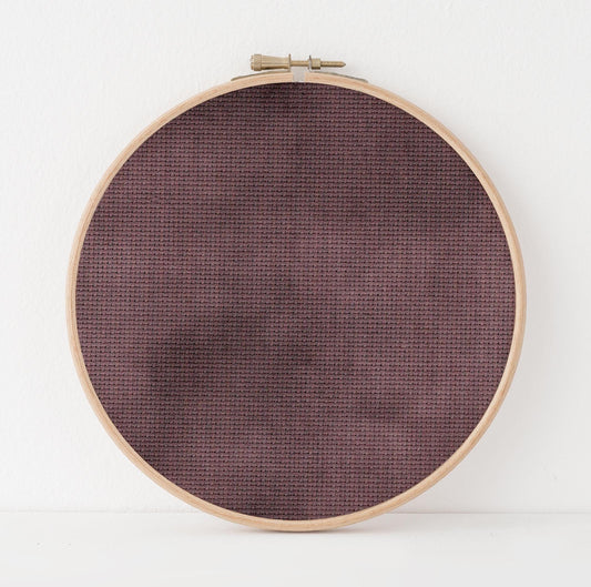 Damsel Plum Cross Stitch Fabric. 14/16/18 Aida Count. A purple plumb Folklore inspired, hand dyed effect Whimsical Academia Printed Aida.