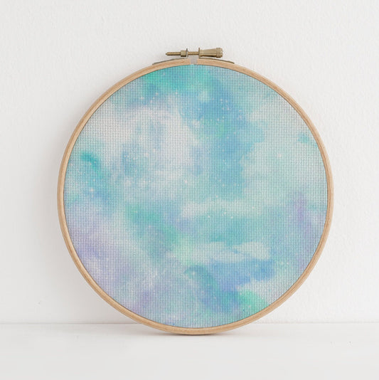 N*5 Enchanted Sky  (16" x11”) Galaxy Cross Stitch Fabric, Space Pattern Print,Night Sky, Dyed Effect Aida, Stars, Universe 14/16/18 Count