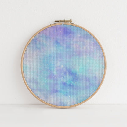 N*2 Enchanted Sky (16" x11”) Pastel Blue & Lavender Printed Cross Stitch Fabric, 14/16/18 Count Aida
