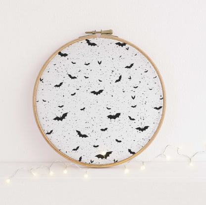 Spooky Gothic Bats Halloween printed cross stitch fabric -  Aida  cross stitch  fabric. 14, 16 18 count size 16 x 11" and 18 x 26" available