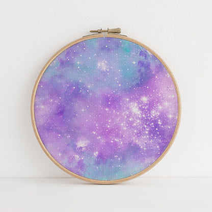 Purple Fairy Dust  (16" x11”) Enchanted Fantasy Cross Stitch  Fabric,  Mystical Pattern Print, Magic Sky, Dyed Effect Aida, 14/16/18 Count