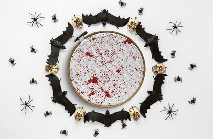 Blood Splat printed cross stitch fabric - 14 16 18 count Aida  available - red blood marks gothic halloween horror printed  pattern.