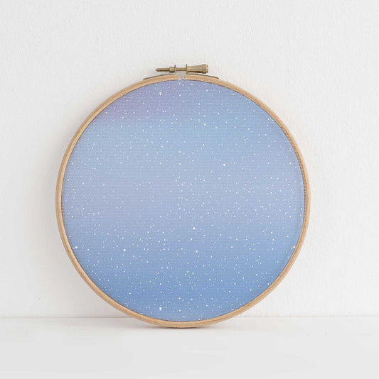 Christmas Eve , (16x11”),  Pastel Blues and Lavenders  cross stitch Aida fabric. 14, 16 & 18 count Aida available