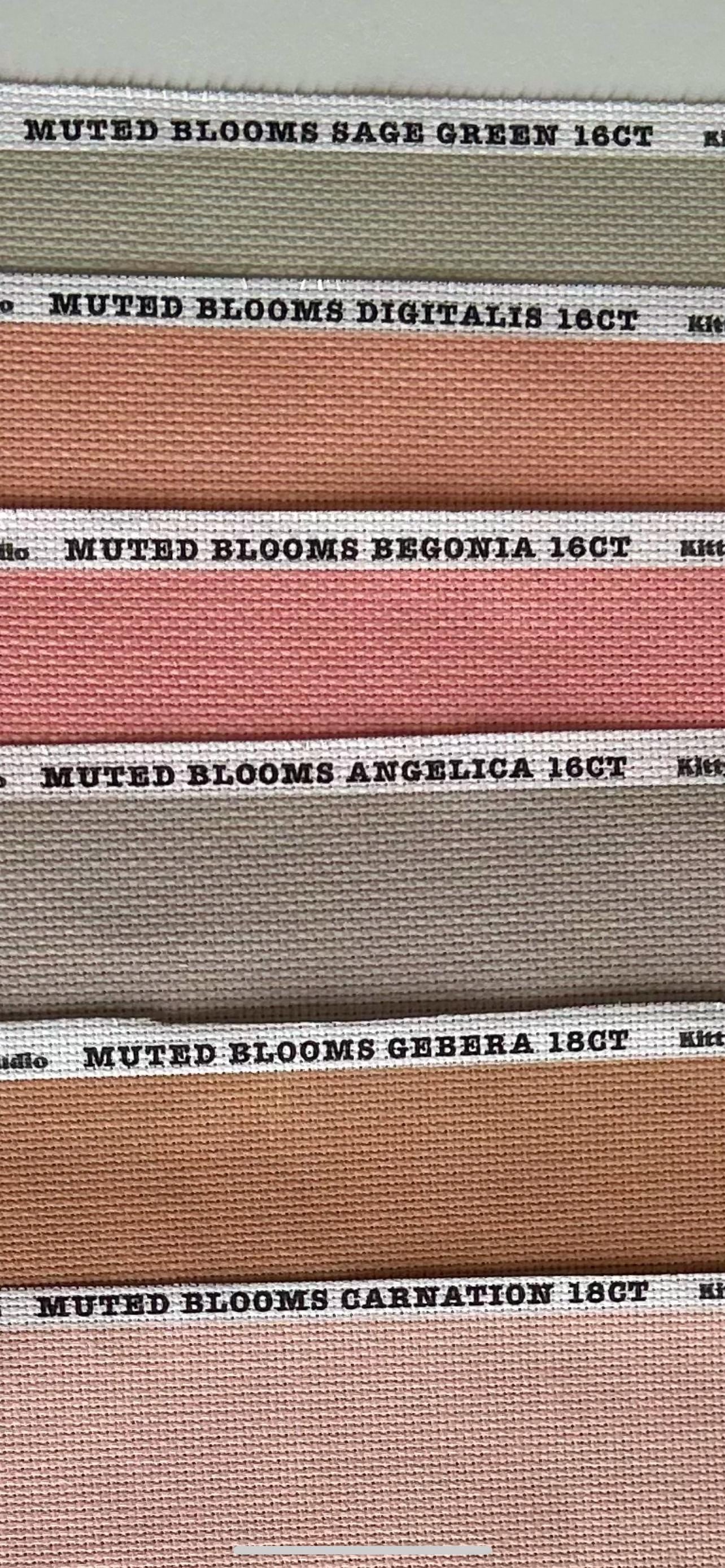 Muted Blooms Gerbera  Dark  Rusty Peach. Printed Cross Stitch Fabric 14/16/18 Count Aida