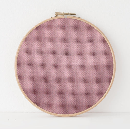 Dusky Rose Cross Stitch Fabric. 14/16/18 Aida Count. A Nude Pink Folklore inspired, hand dyed effect Whimsical Academia Printed Aida.