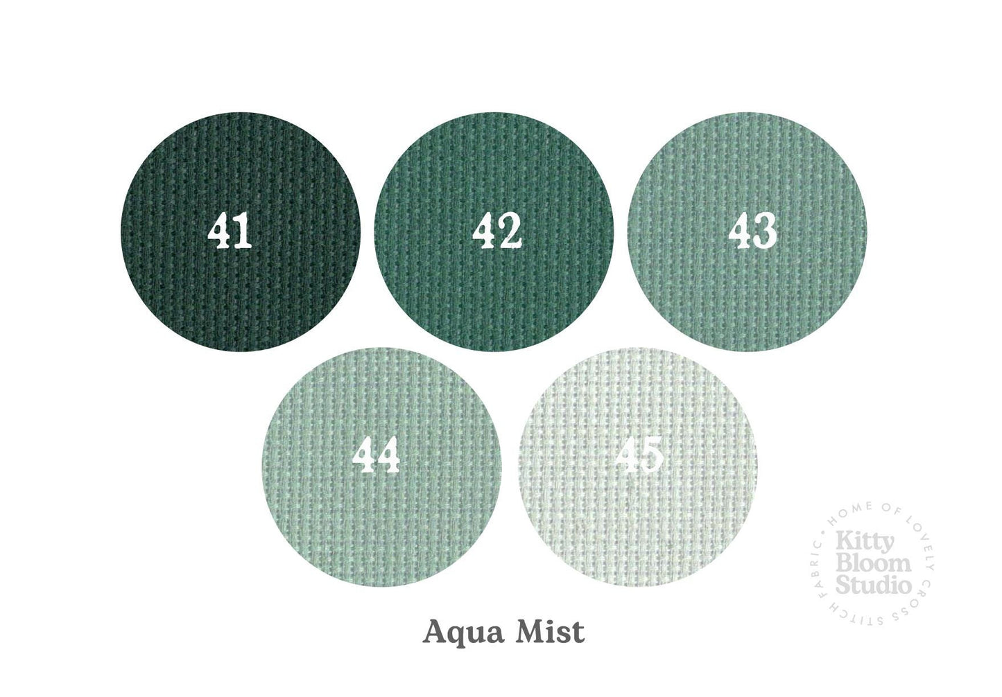 Aqua Mist Aida. available in 5 pretty shades of  Aqua greens. Beautiful Cross Stitch Fabric, Flat colour, 14/16/18 Count