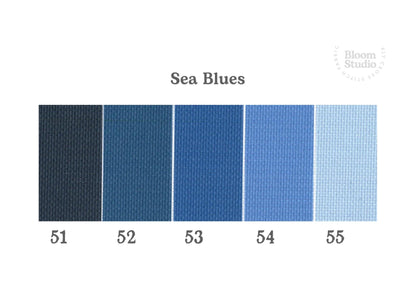 Sea Blues  Aida. available in 5 pretty shades of Blue . Beautiful Cross Stitch Fabric, Flat colour, 14/16/18 Count