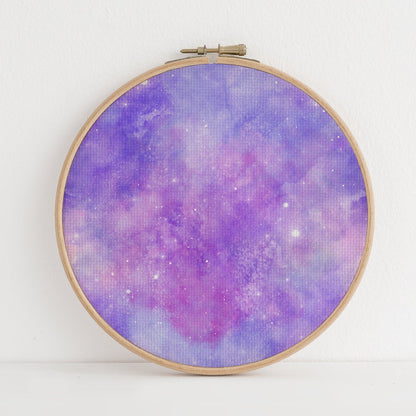 Purple Amethyst Odyssey(16" x11”) Galaxy Cross Stitch Fabric, Space  Sky, Dyed Effect Aida, Stars, Universe 14/16/18 Count