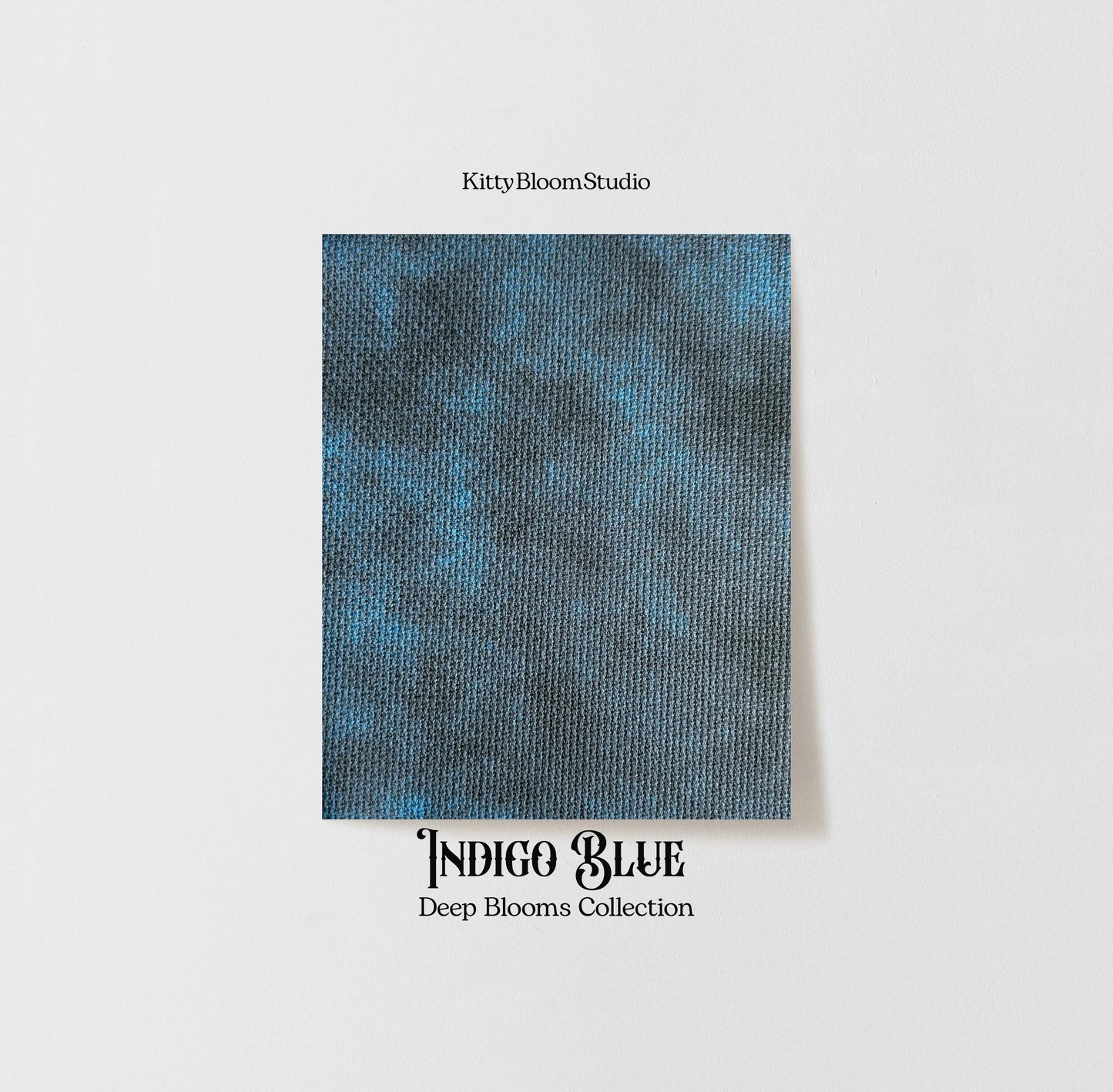 Indigo Blue Aida Fabric. Deep Blooms Garden Theme Cross Stitch Fabric. Navy shades of Blue Dyed Effect Aida, 14/16/18 Count