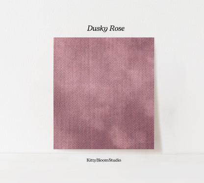 Dusky Rose Cross Stitch Fabric. 14/16/18 Aida Count. A Nude Pink Folklore inspired, hand dyed effect Whimsical Academia Printed Aida.