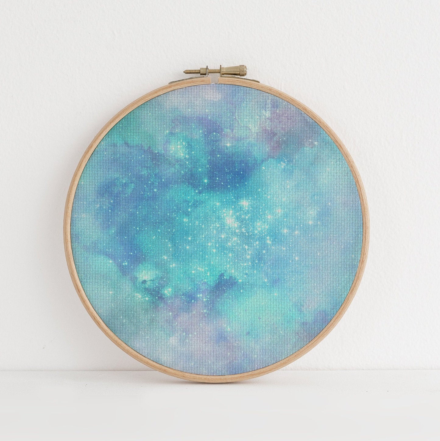Starry Blue Aquamarine Odyssey (16" x11”) Galaxy Cross Stitch  Fabric, Space Print , Dyed Effect Aida, Stars, Universe 14/16/18 Count