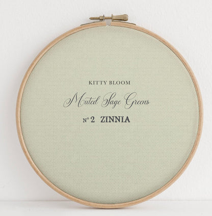 Muted Blooms Sage Green Collection.  Printed Cross Stitch Fabric Greens Collection (16" x11”)  14/16/18 Count Aida