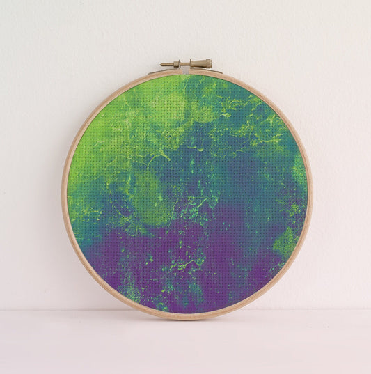 Ectoplasm Spooky Slime Celestial energy  Fabric,  (16" x11”) Print,Night Sky, Dyed EffectCross Stitch  Aida 14/16/18 Count available