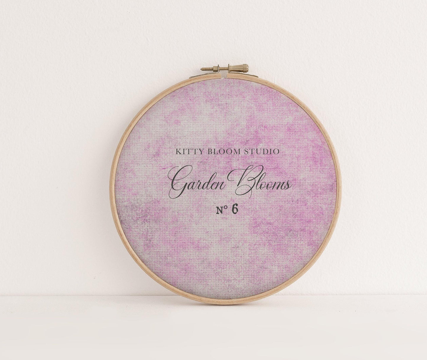 N*6 Garden Blooms (16" x11”) Enchanted Garden Theme Cross Stitch Fabric Pretty Pinks Pattern Print, Dyed Effect Aida, 14/16/18 Count