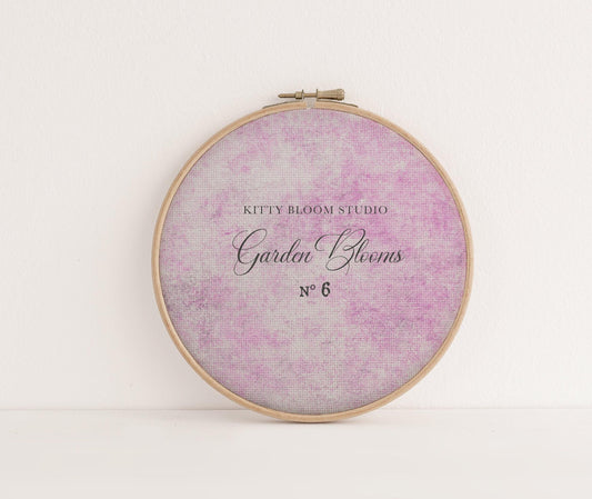 N*6 Garden Blooms (16" x11”) Enchanted Garden Theme Cross Stitch Fabric Pretty Pinks Pattern Print, Dyed Effect Aida, 14/16/18 Count