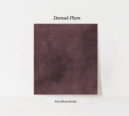 Damsel Plum Cross Stitch Fabric. 14/16/18 Aida Count. A purple plumb Folklore inspired, hand dyed effect Whimsical Academia Printed Aida.