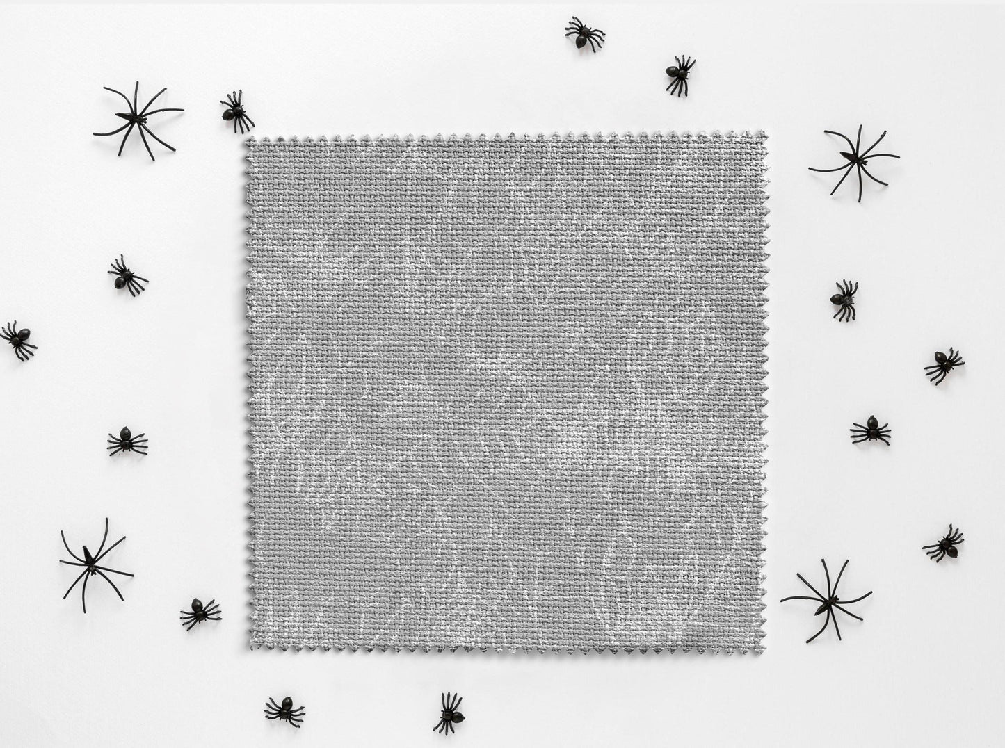 Spider Lace Aida Fabric. Cob Web Theme Cross Stitch Fabric. Grey and white printed Aida, 14/16/18 Count