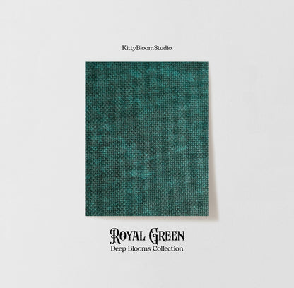 Royal Green Aida Fabric. Deep Blooms Garden Theme Cross Stitch Fabric. Deep shades of Green Dyed Effect Aida, 14/16/18 Count