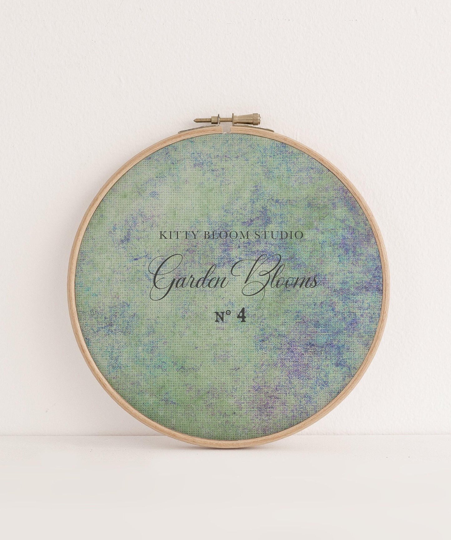 N*4 Garden Blooms (16" x11”) Enchanted Garden Theme Cross Stitch Fabric Blues, Greens & Pinks, Dyed Effect Aida, 14/16/18 Count