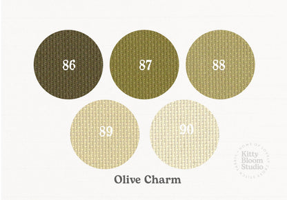 Olive Charm Aida. available in 5 pretty shades of  greens. Beautiful Cross Stitch Fabric, Flat colour, 14/16/18 Count